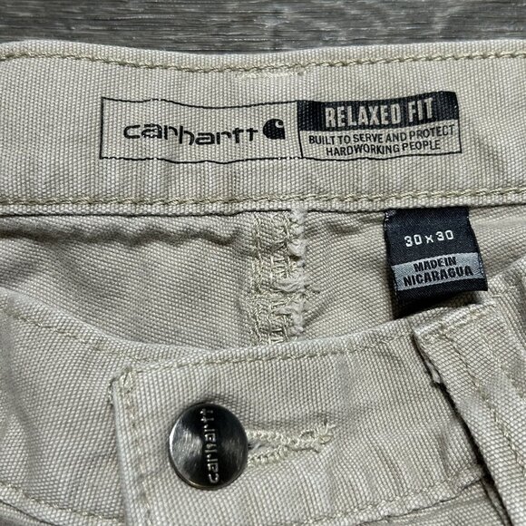 Carhartt Pants 30x30 Relaxed Straight Rigby Canvas Dungaree Work Khaki Workwear - Picture 12 of 13